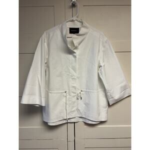 Lafayette 148 New York Womens Buttons Belt Blazer White Size Medium